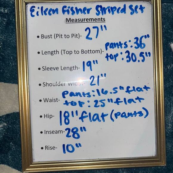 Eileen Fisher Loungewear Set- Striped Tencel Blend Gray and Black Top & Pants - Picture 15 of 15